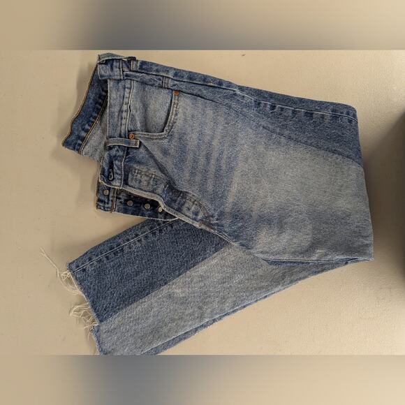 Rtr w27 (4) L30 Levi's 501 Spliced Jeans light medium wash denim pants - Picture 6 of 11